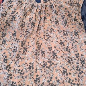 LC Lauren Conrad Cream Floral Print Blouse